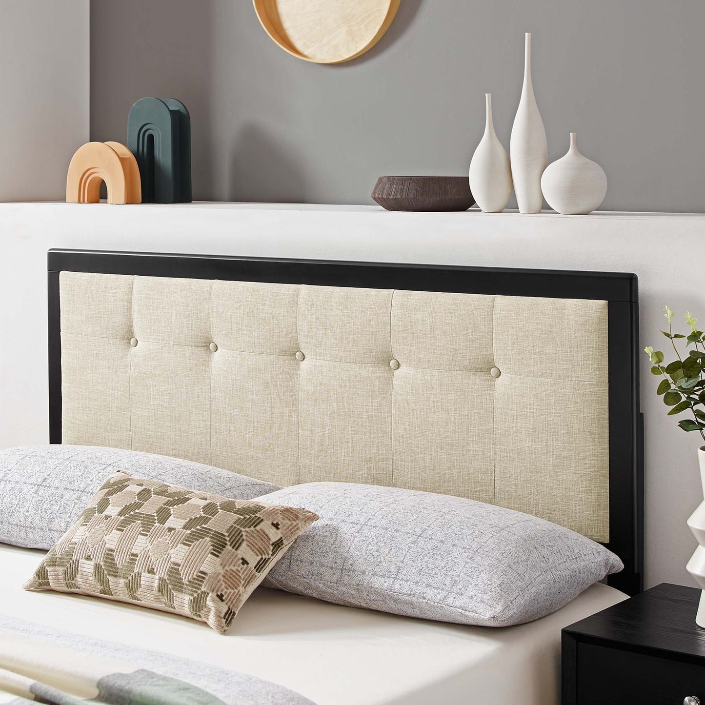 Draper Tufted Fabric and Wood Queen Headboard