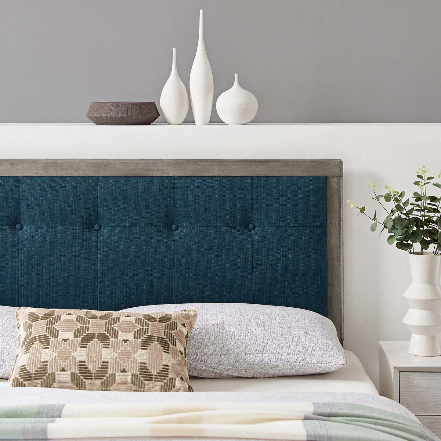 Draper Tufted Fabric and Wood Queen Headboard