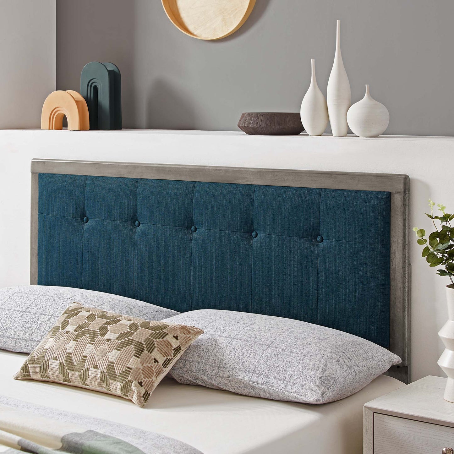 Draper Tufted Fabric and Wood Queen Headboard