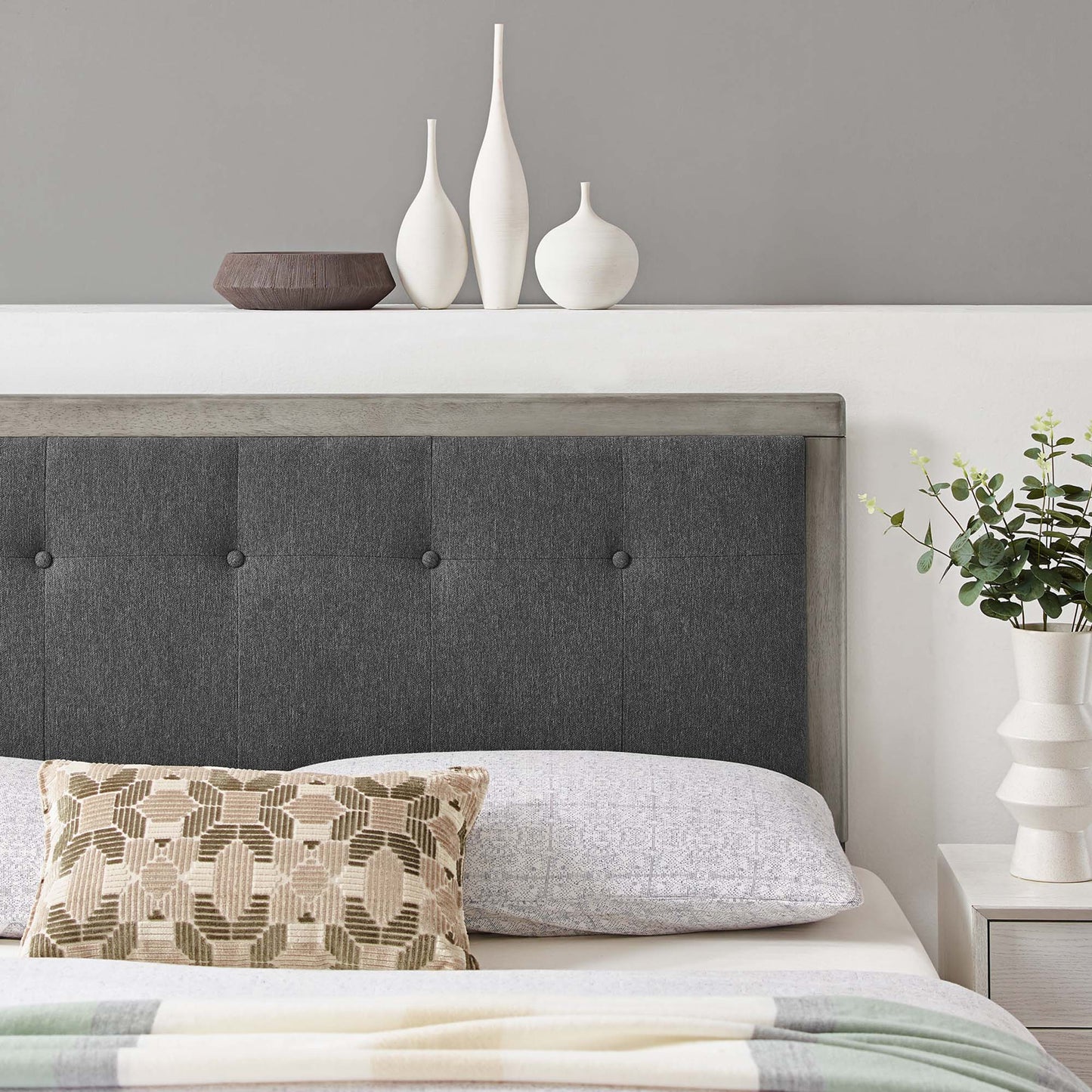 Draper Tufted Fabric and Wood Queen Headboard