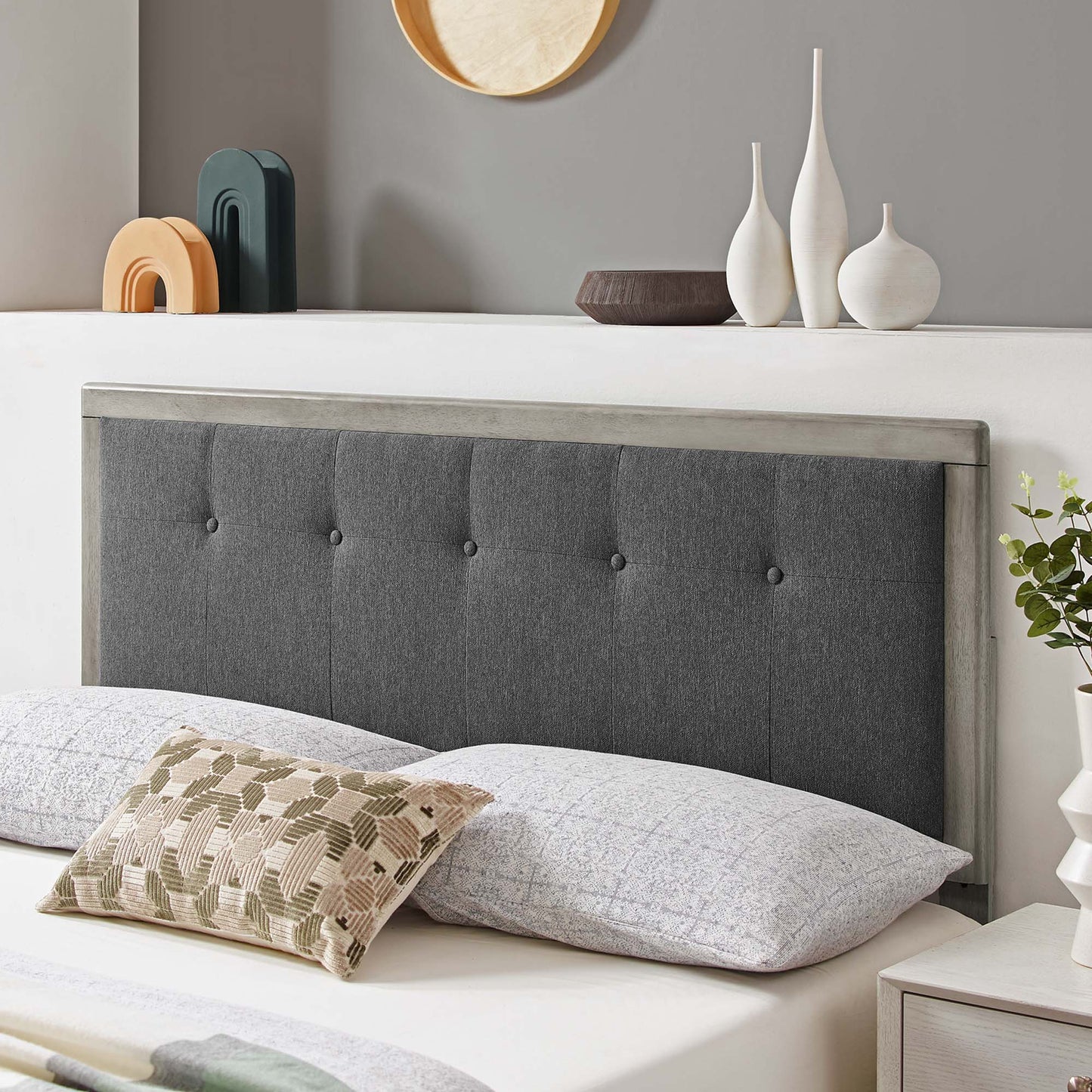 Draper Tufted Fabric and Wood Queen Headboard