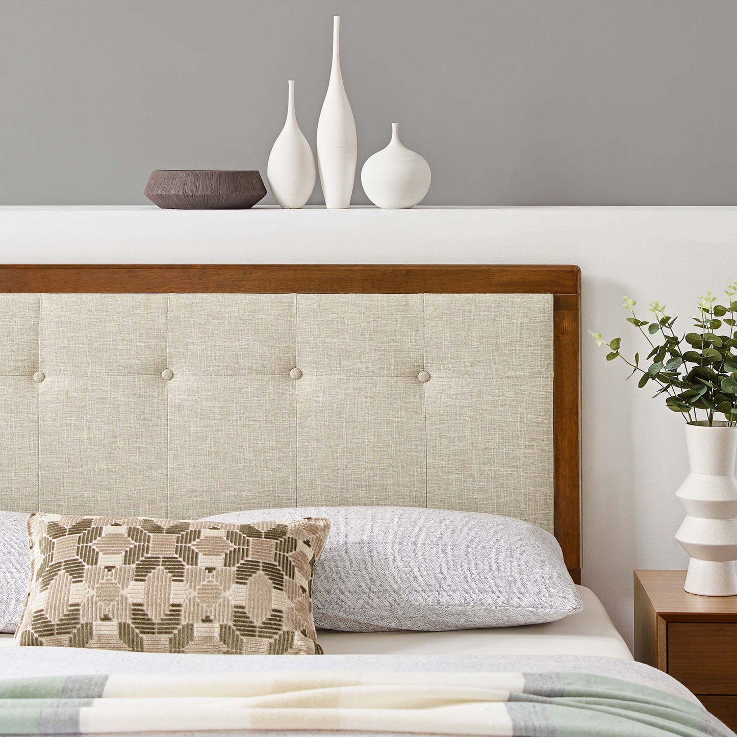 Draper Tufted Fabric and Wood Queen Headboard