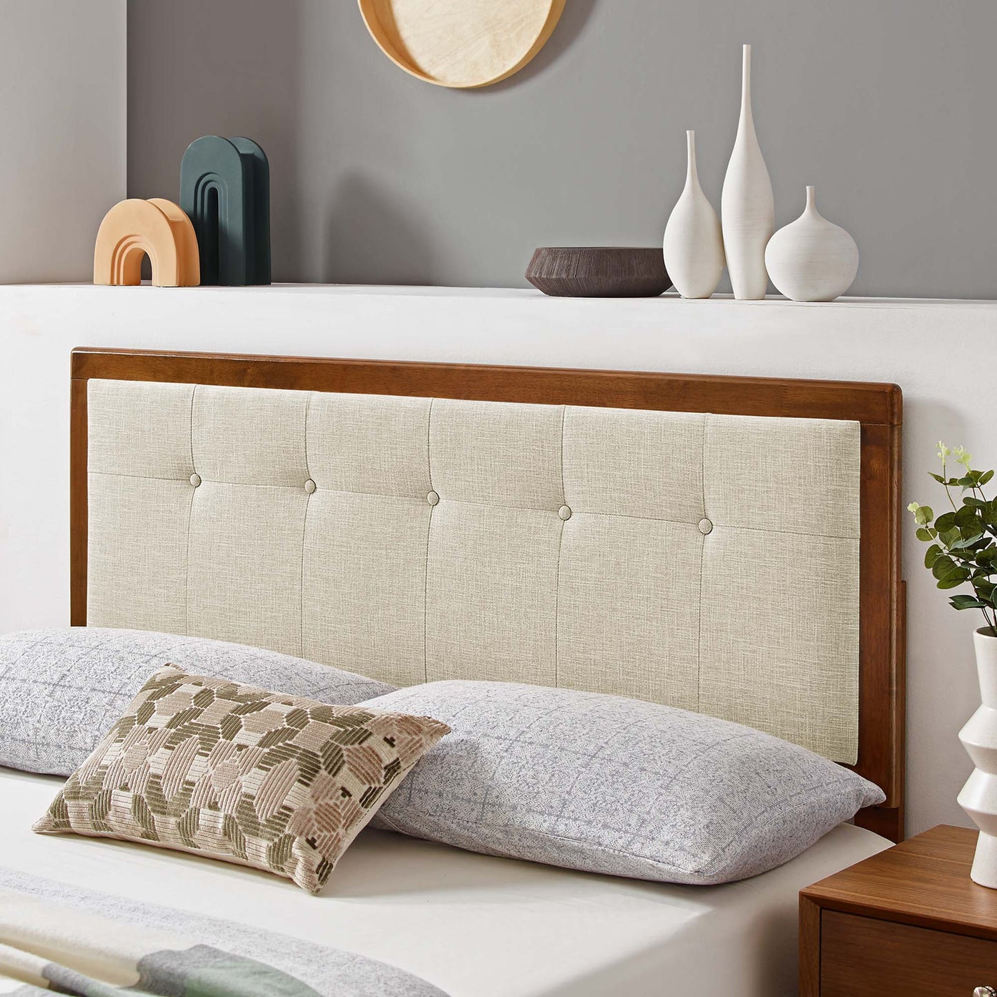 Draper Tufted Fabric and Wood Queen Headboard