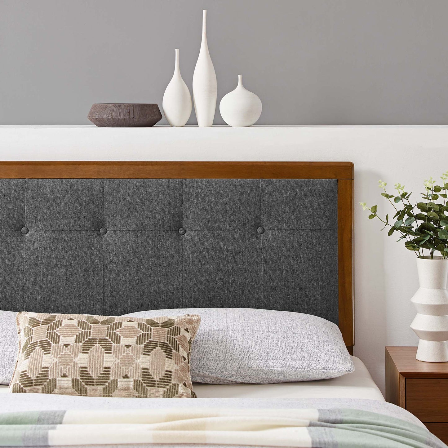 Draper Tufted Fabric and Wood Queen Headboard