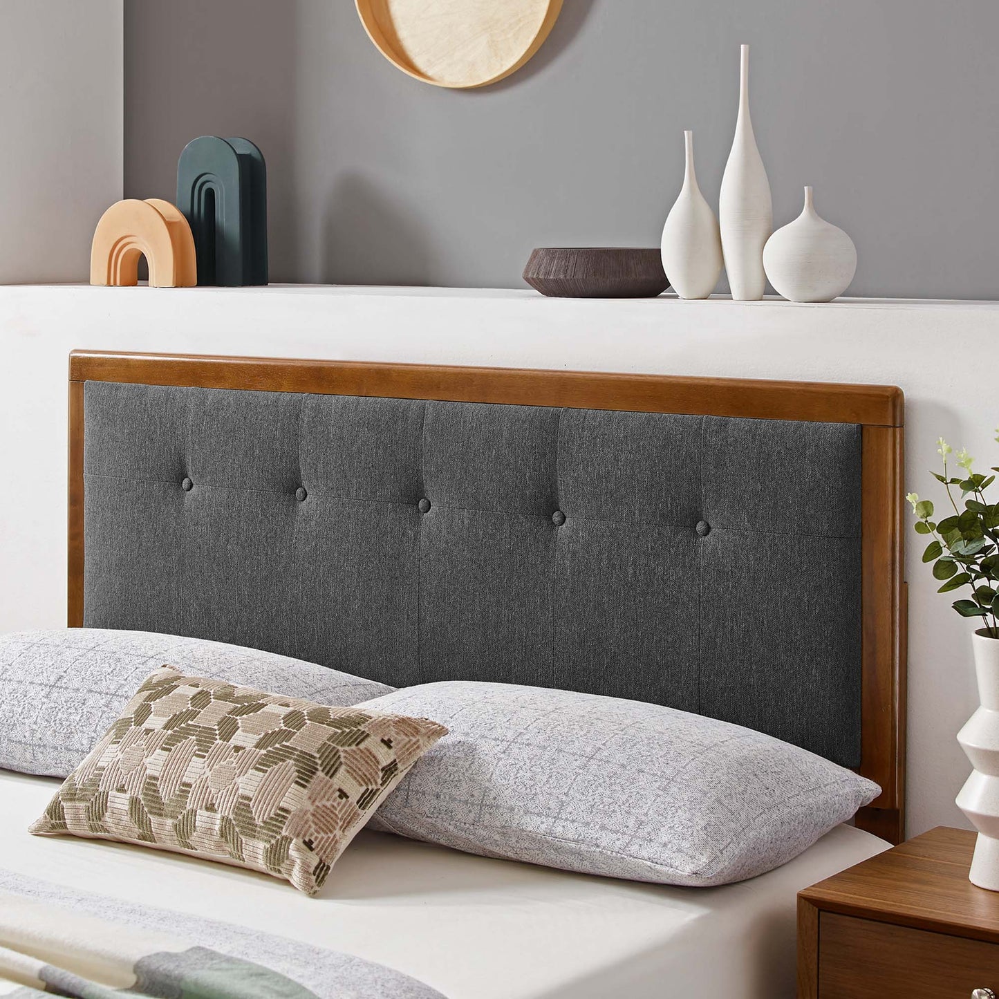 Draper Tufted Fabric and Wood Queen Headboard