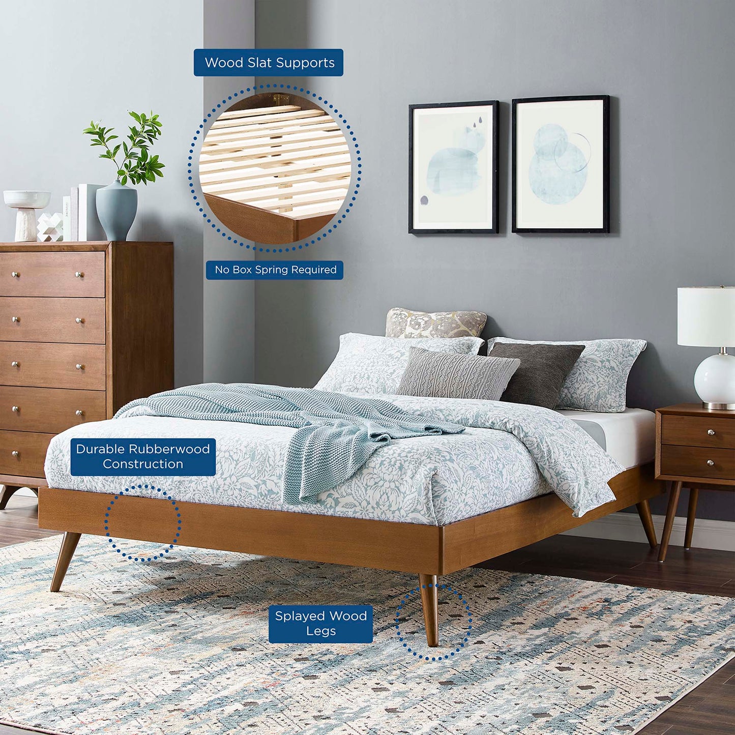 Marco de cama Queen con plataforma de madera Margo de Modway