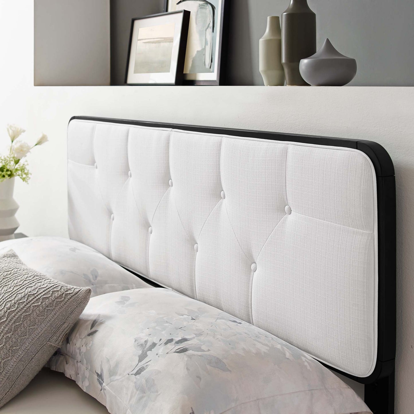 Collins Tufted Fabric and Wood Twin Headboard