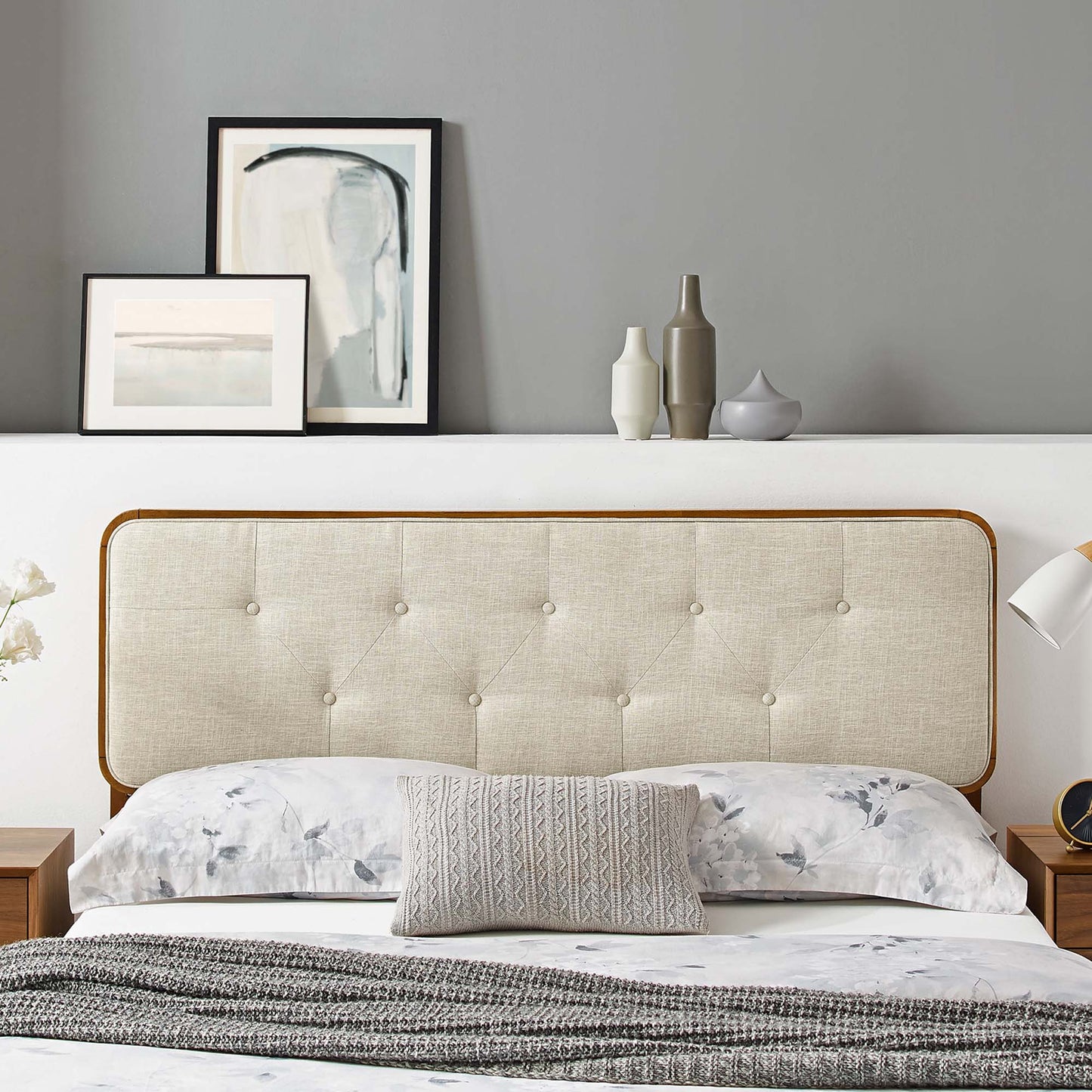 Collins Tufted Fabric and Wood Twin Headboard