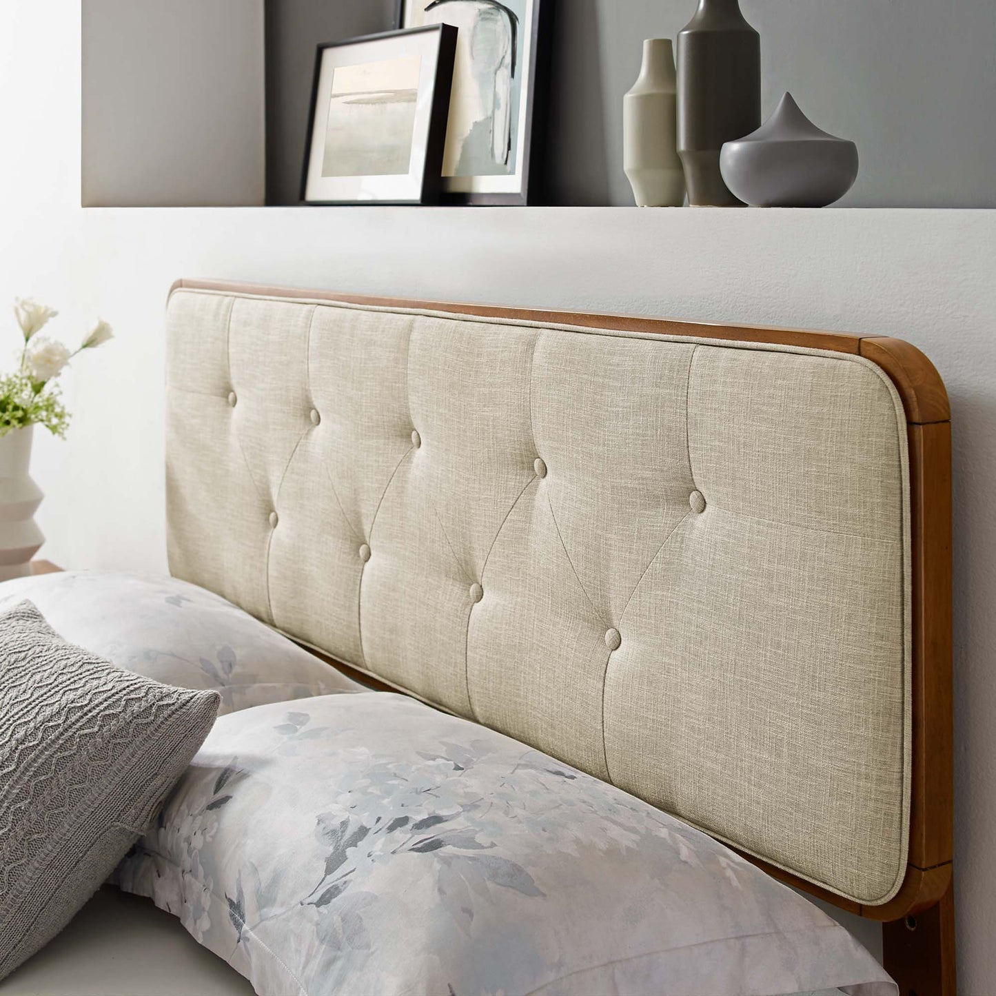 Collins Tufted Fabric and Wood Twin Headboard