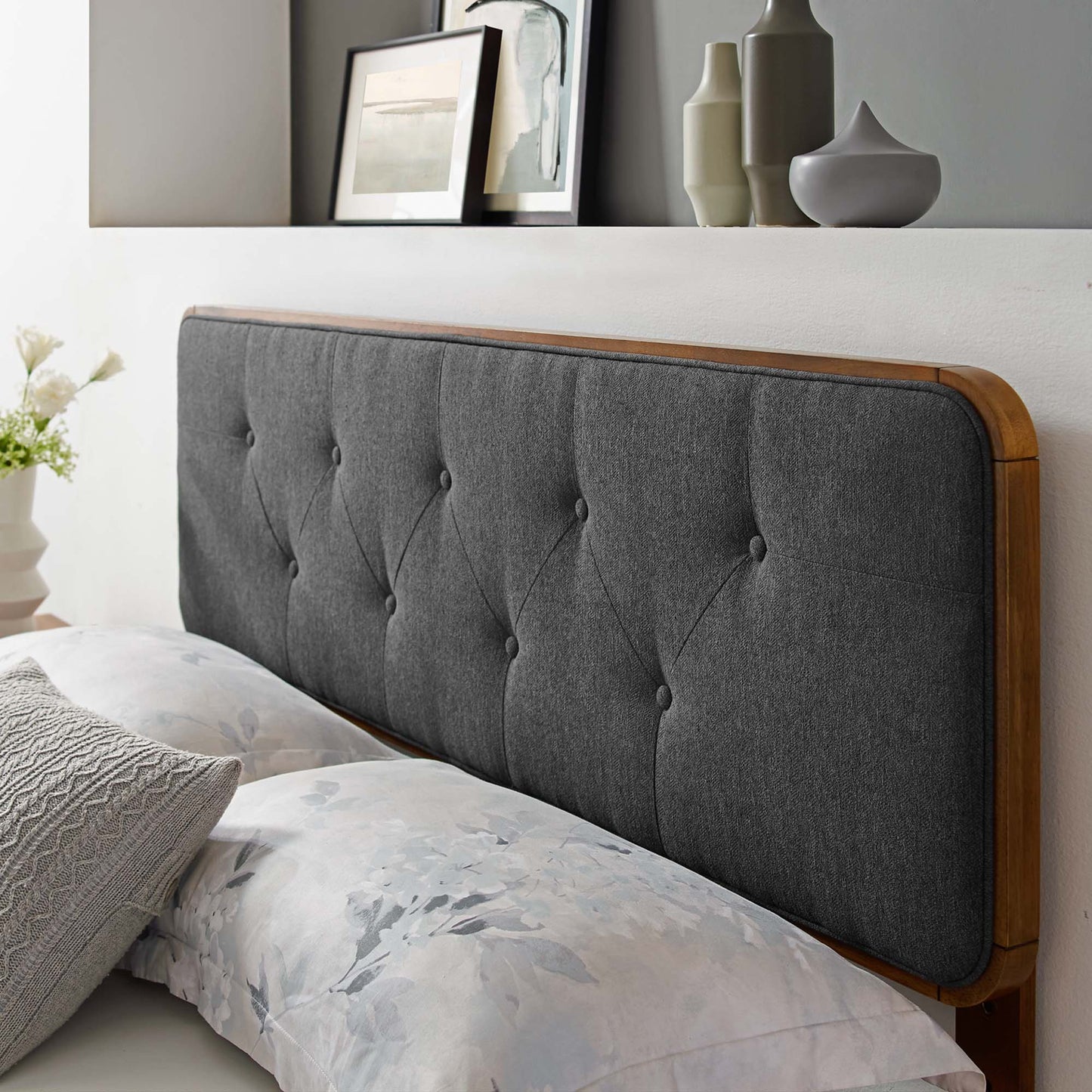 Collins Tufted Fabric and Wood Twin Headboard