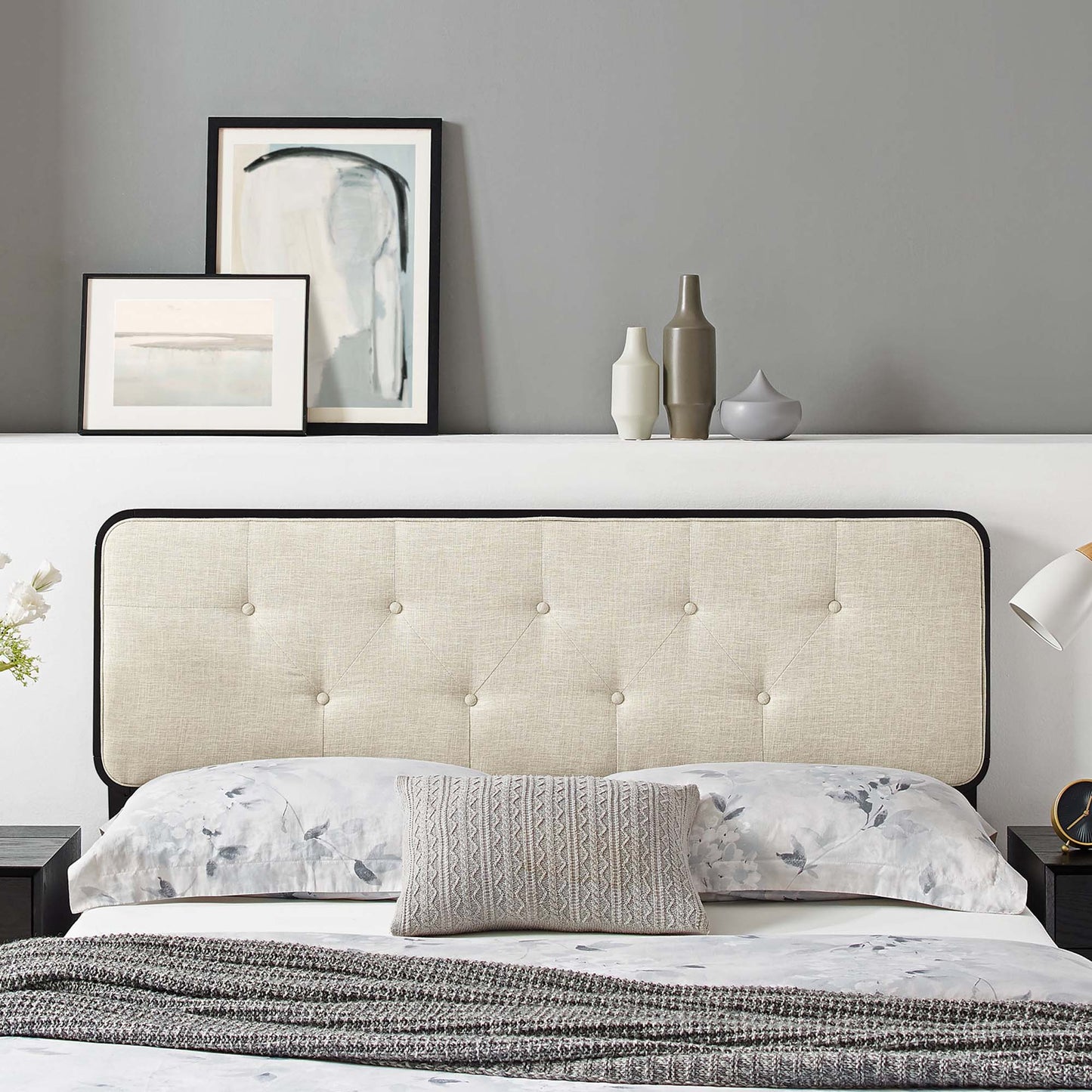 Collins Tufted Fabric and Wood Full Headboard