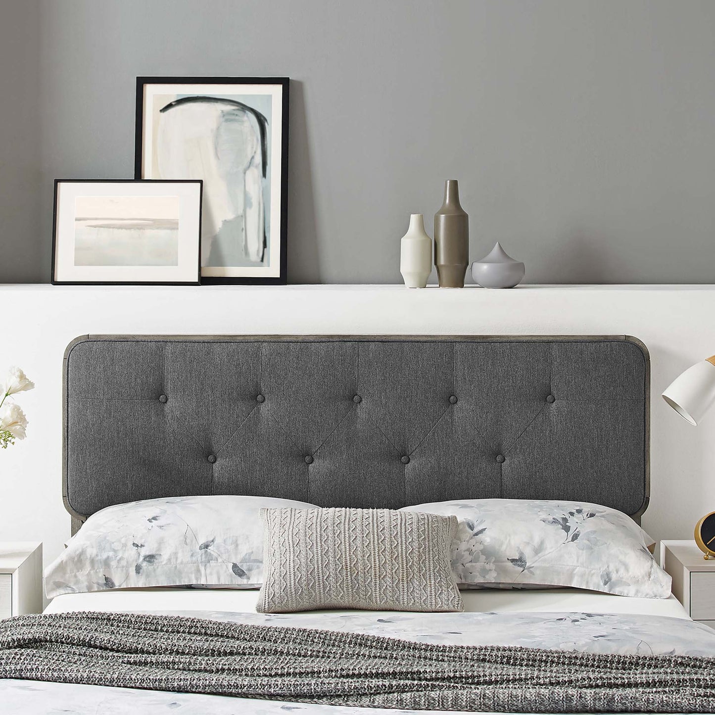 Collins Tufted Fabric and Wood King Headboard