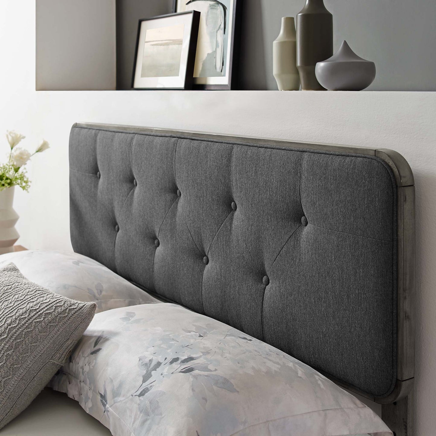 Collins Tufted Fabric and Wood King Headboard