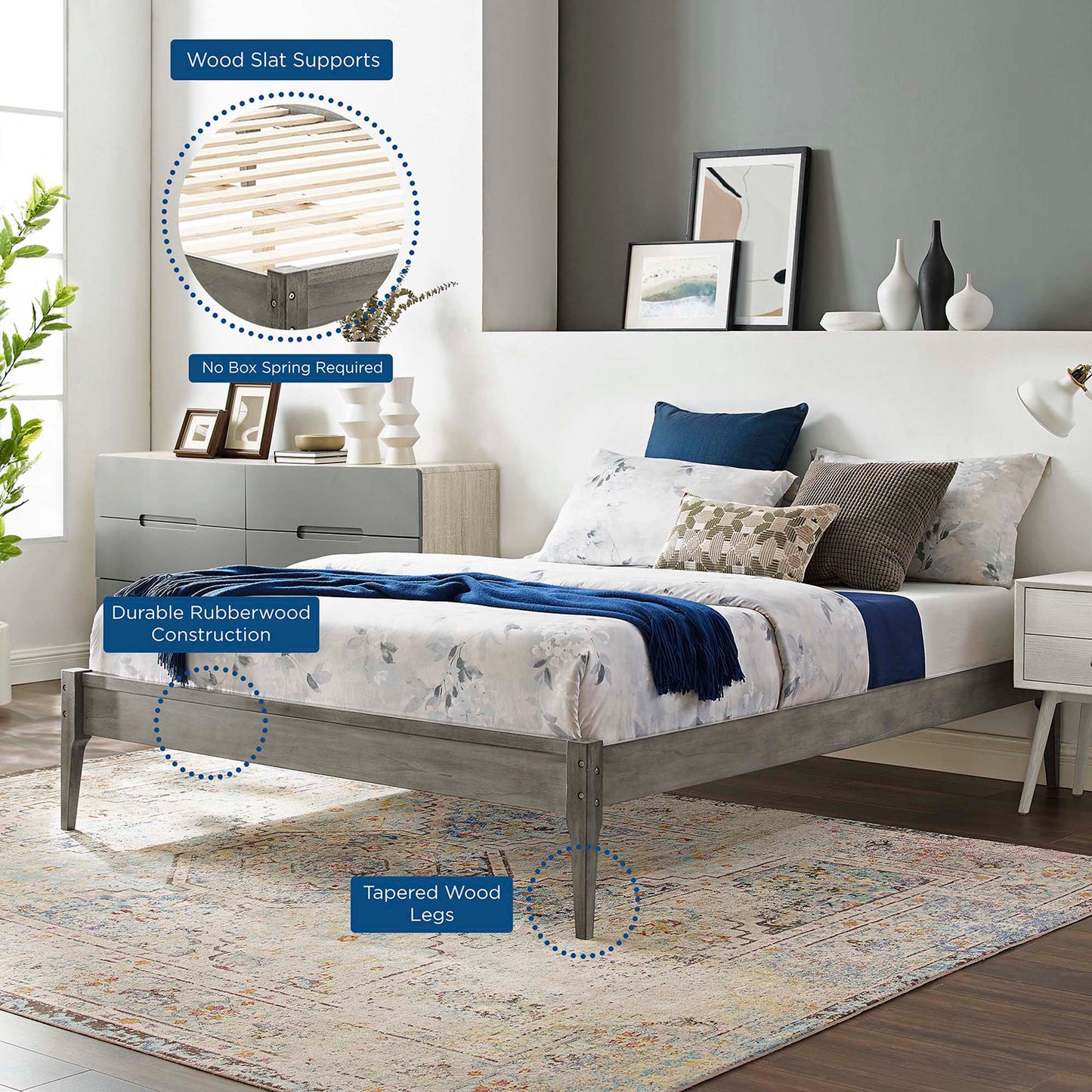 June Wood Twin Platform Bed Frame