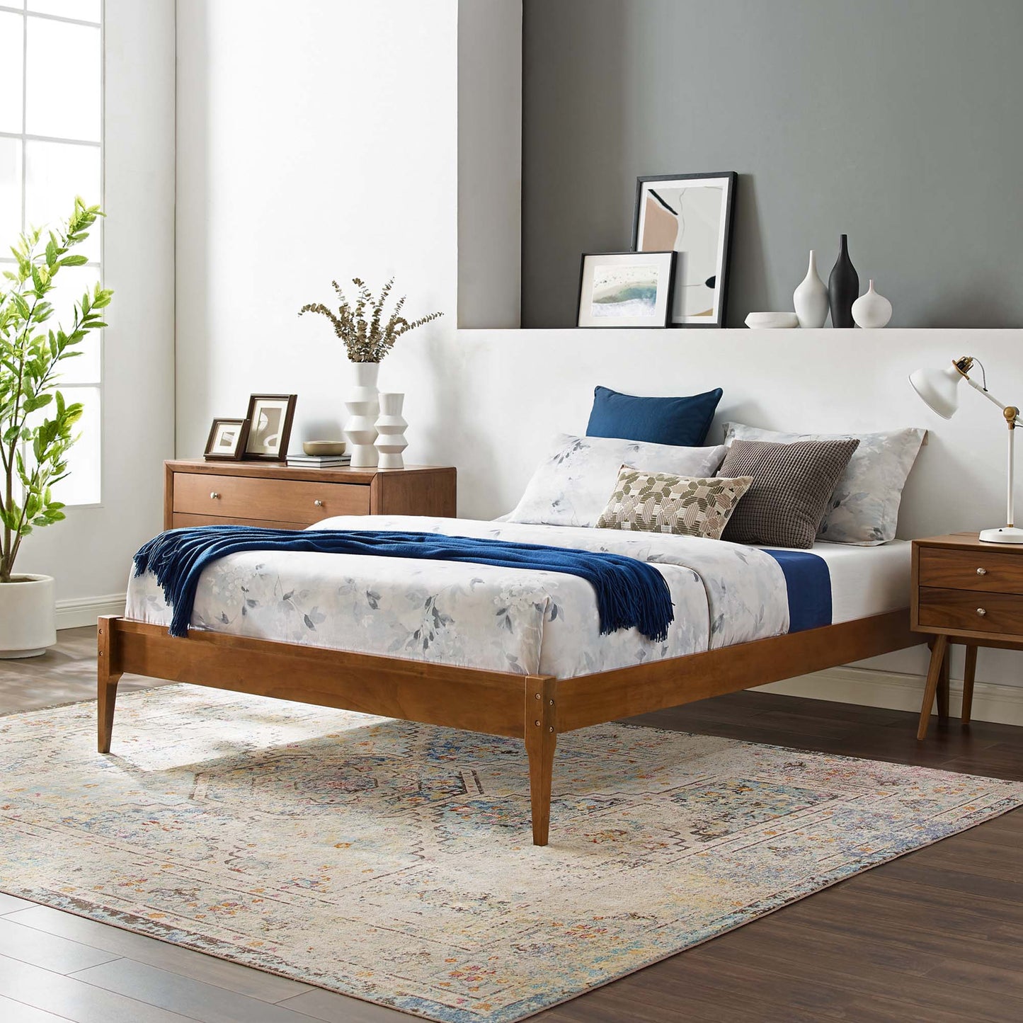 June Wood Full Platform Bed Frame