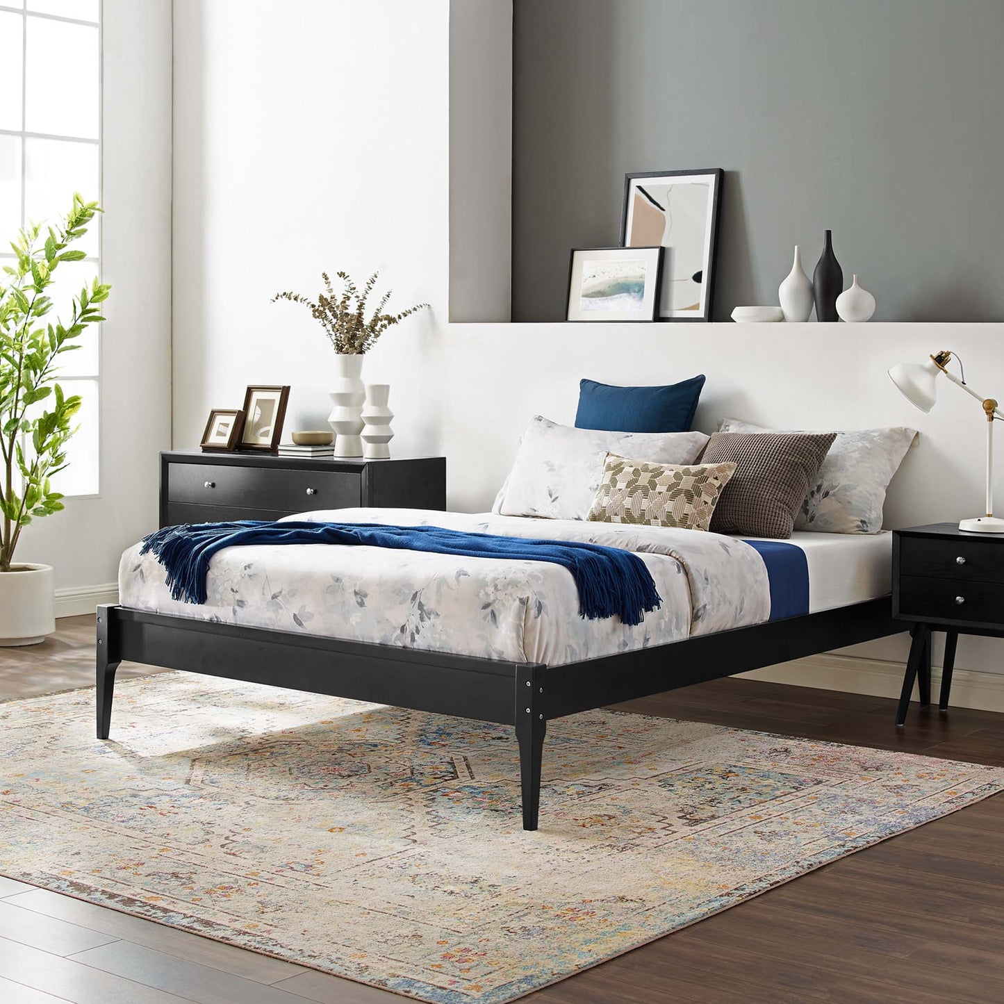 June Wood Queen Platform Bed Frame