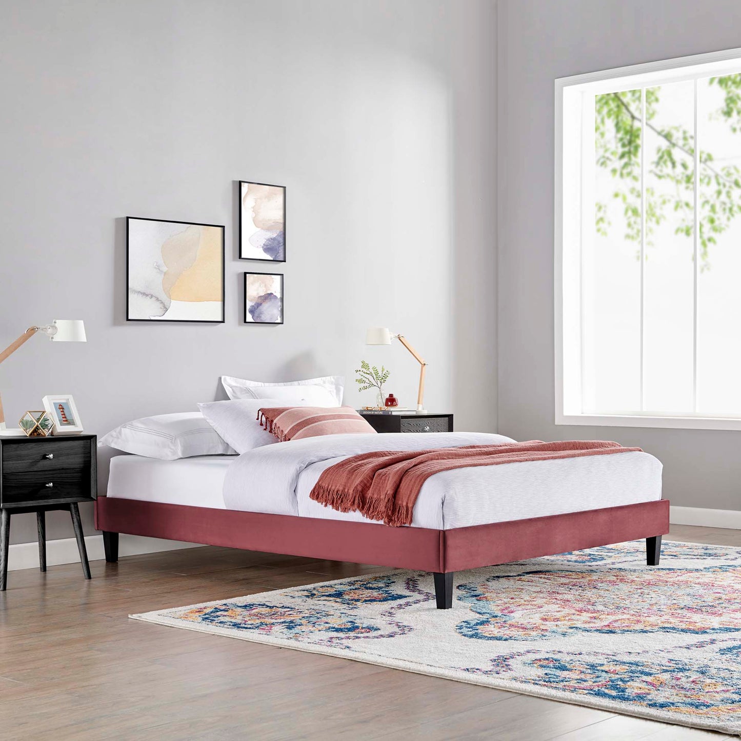 Reign Performance Velvet Twin Platform Bed Frame