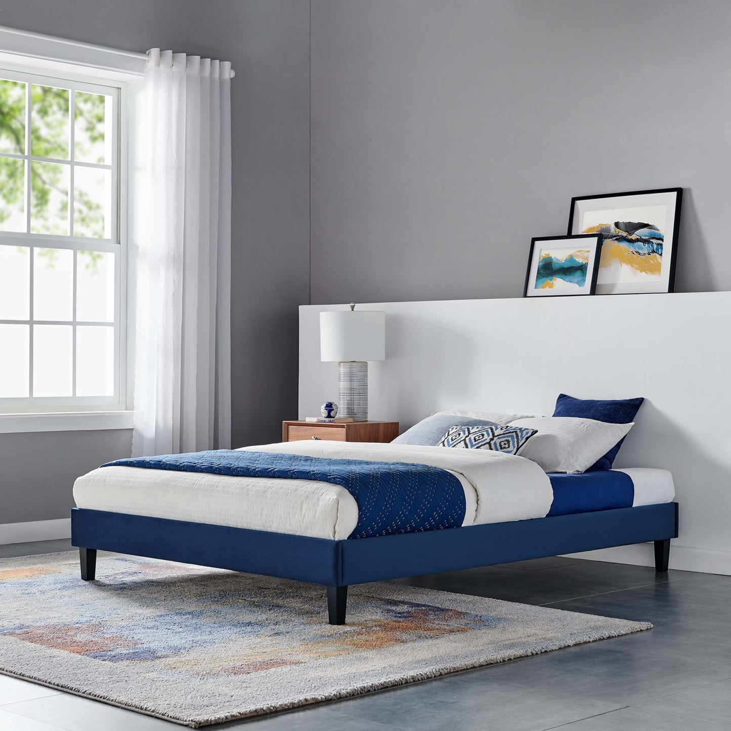 Reign Performance Velvet Twin Platform Bed Frame