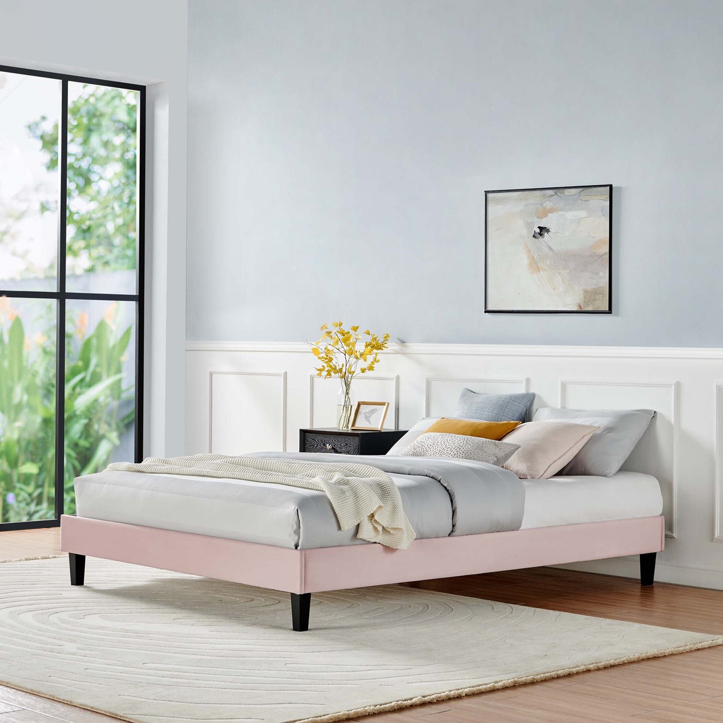 Reign Performance Velvet Twin Platform Bed Frame