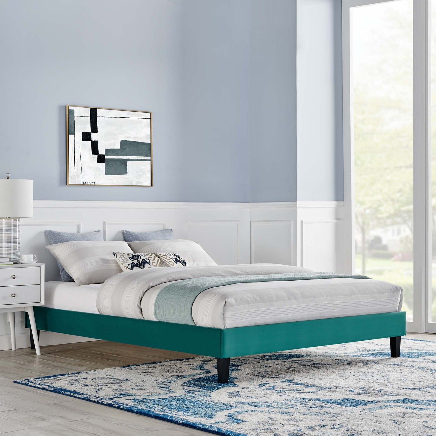 Reign Performance Velvet Twin Platform Bed Frame