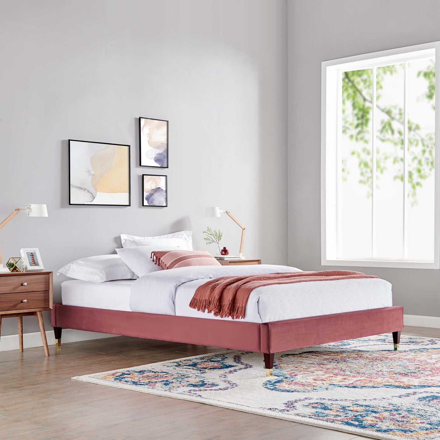 Harlow Performance Velvet Full Platform Bed Frame