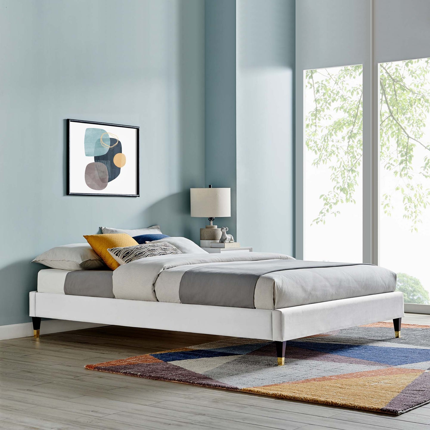 Harlow Performance Velvet Full Platform Bed Frame