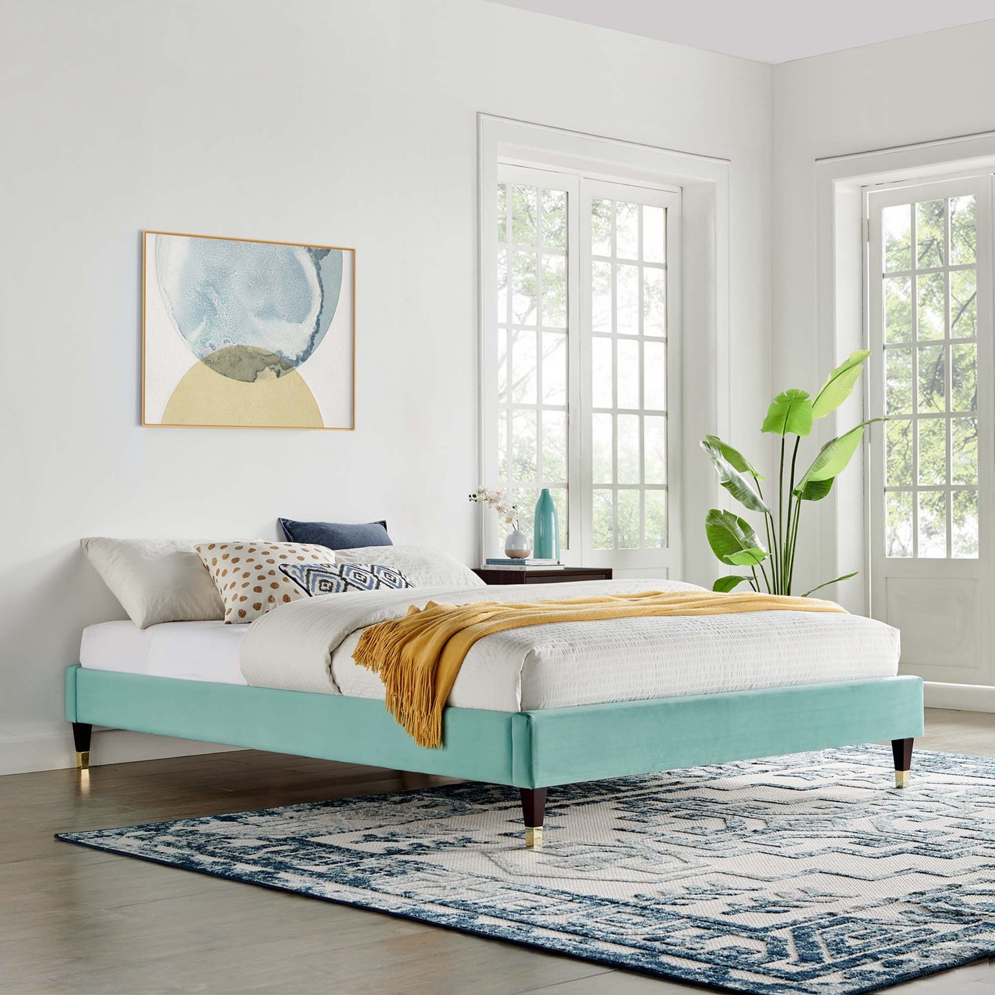 Harlow Performance Velvet Full Platform Bed Frame