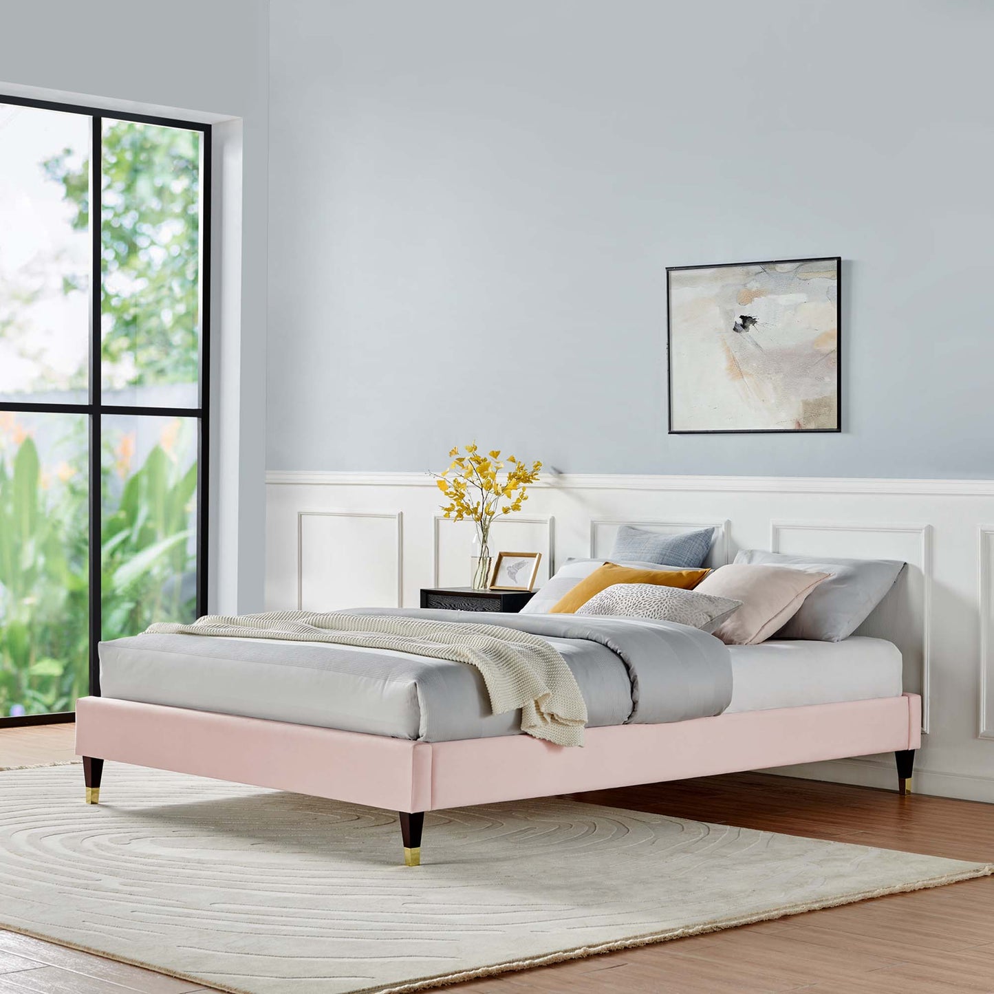 Harlow Performance Velvet Full Platform Bed Frame