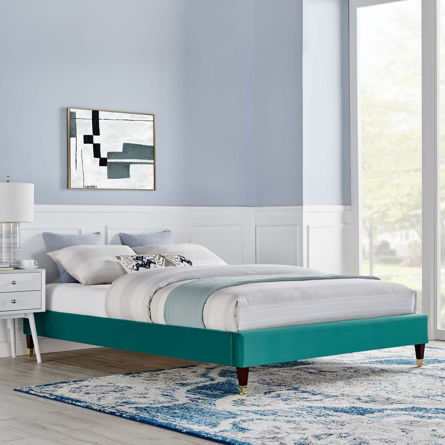 Harlow Performance Velvet Full Platform Bed Frame