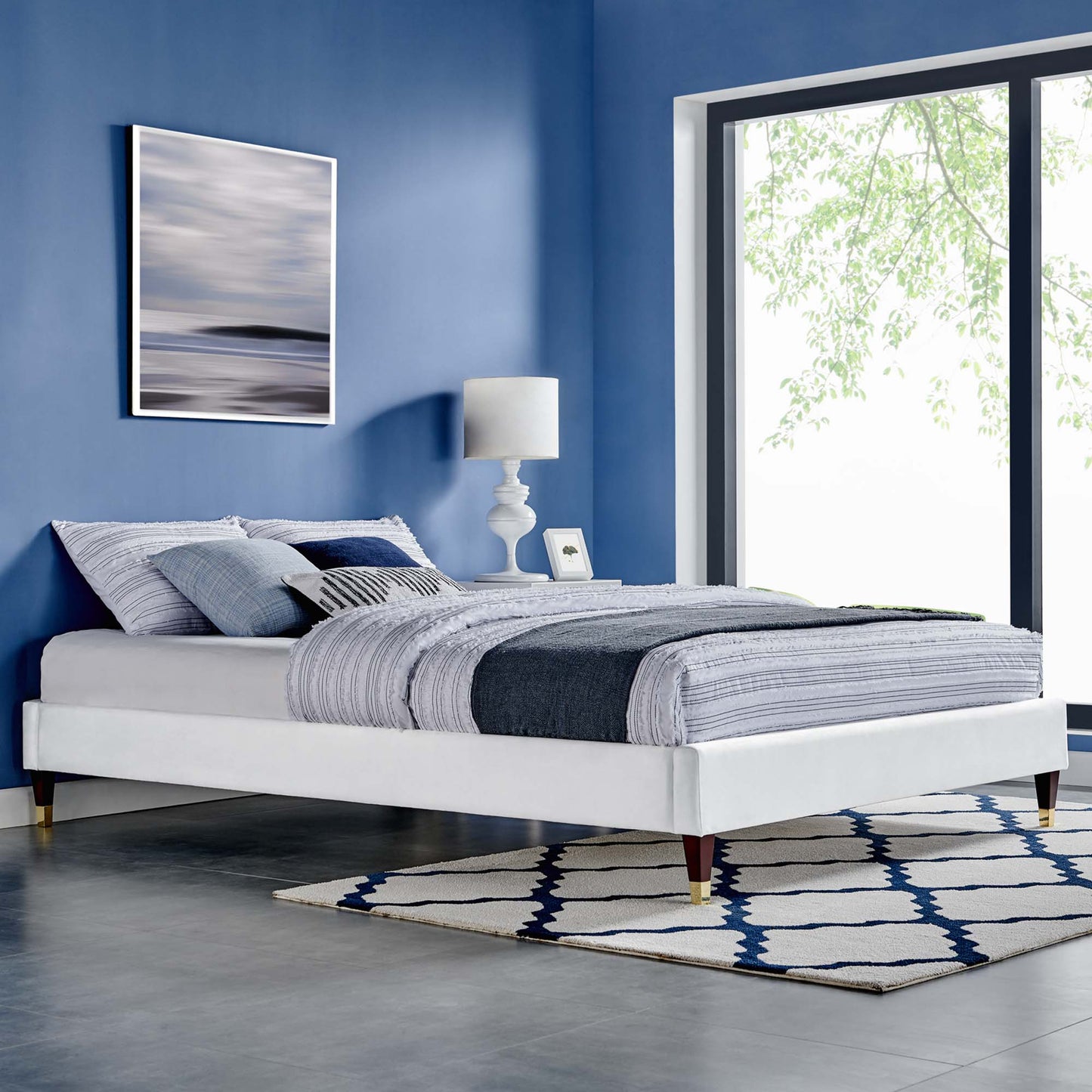 Harlow Performance Velvet Full Platform Bed Frame