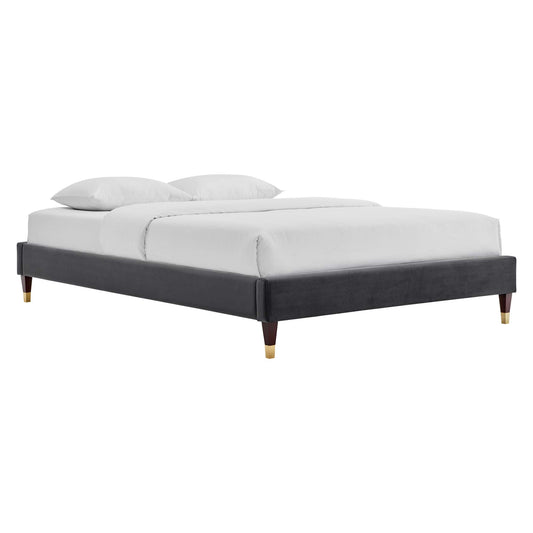 Harlow Performance Velvet Queen Platform Bed Frame