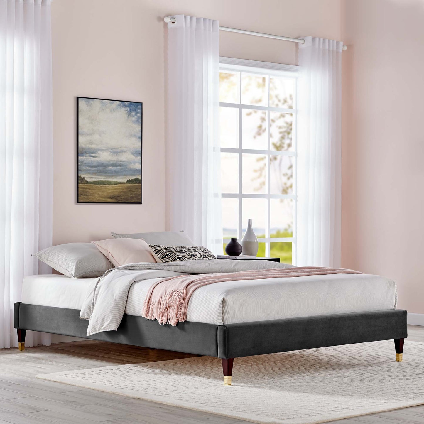 Harlow Performance Velvet King Platform Bed Frame