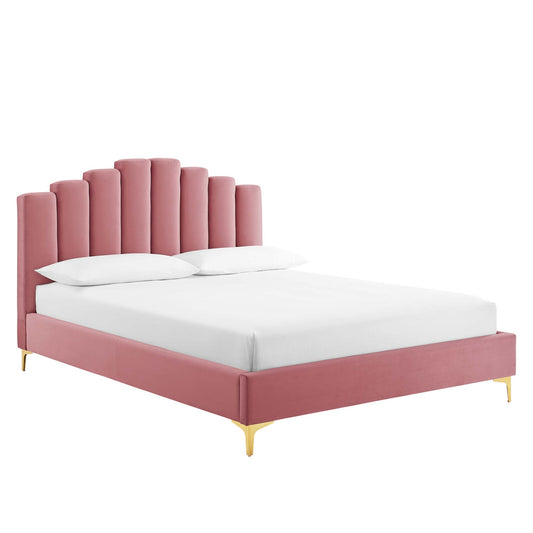 Olivia Performance Velvet Queen Platform Bed