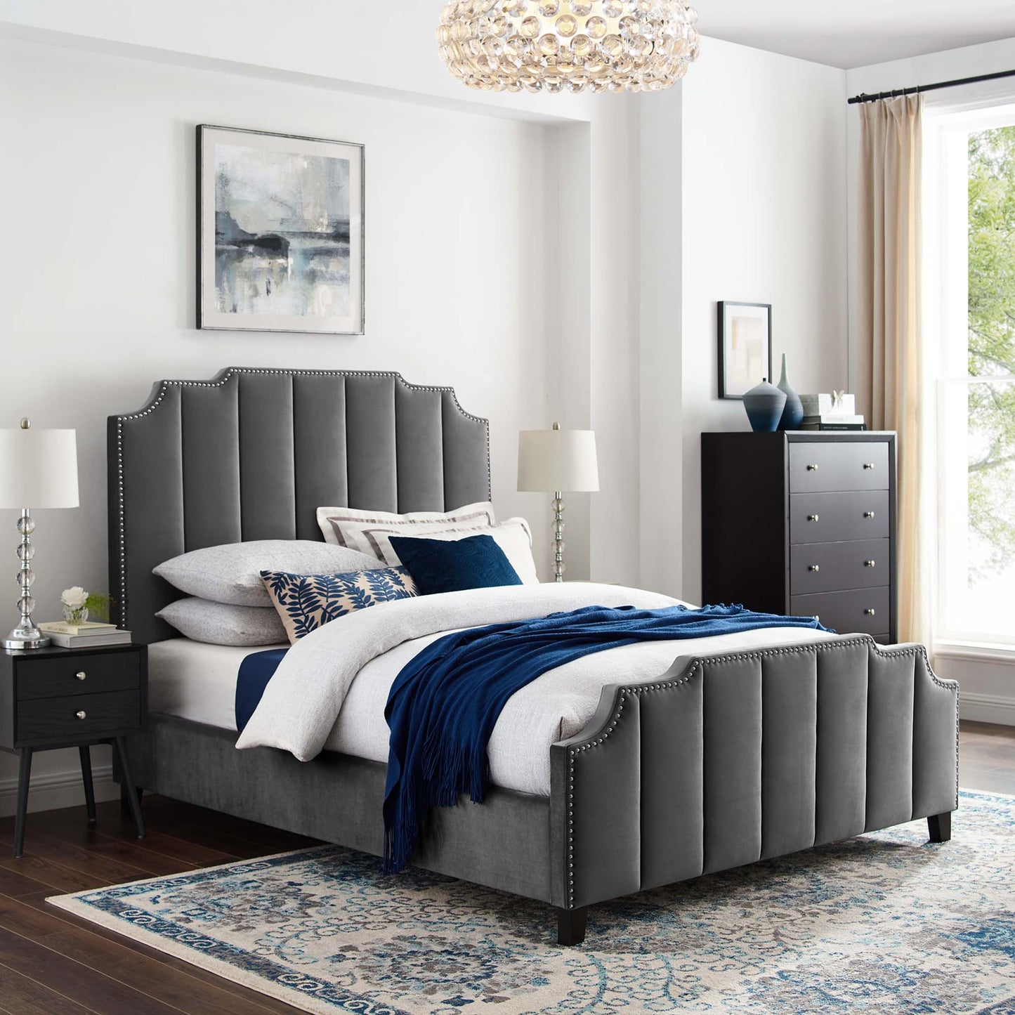 Cama Queen Lucille Performance Velvet de Modway