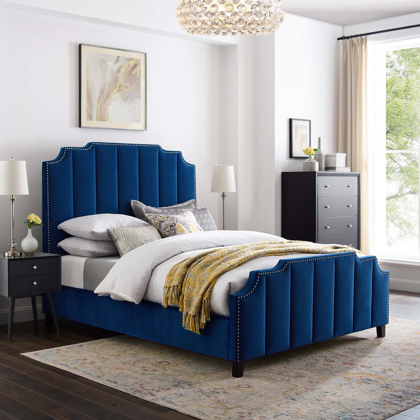 Cama Queen Lucille Performance Velvet de Modway