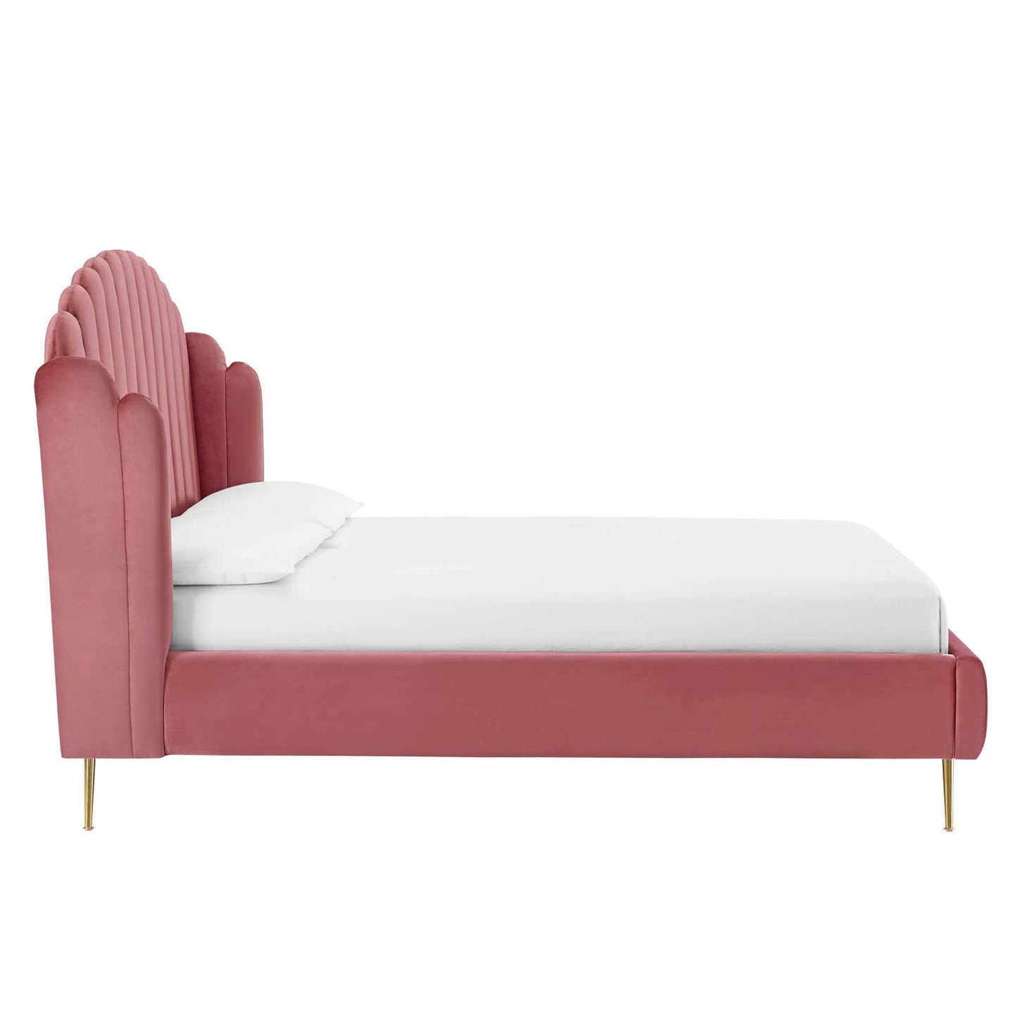 Lana Performance Velvet Queen Wingback Platform Bed