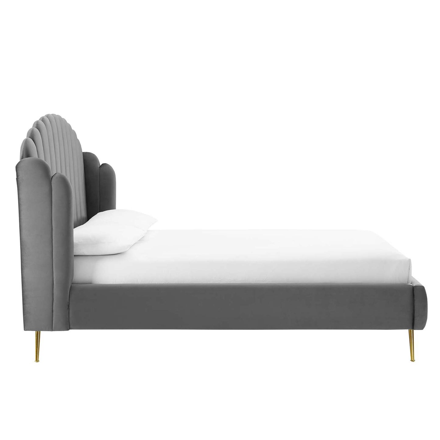 Lana Performance Velvet Queen Wingback Platform Bed