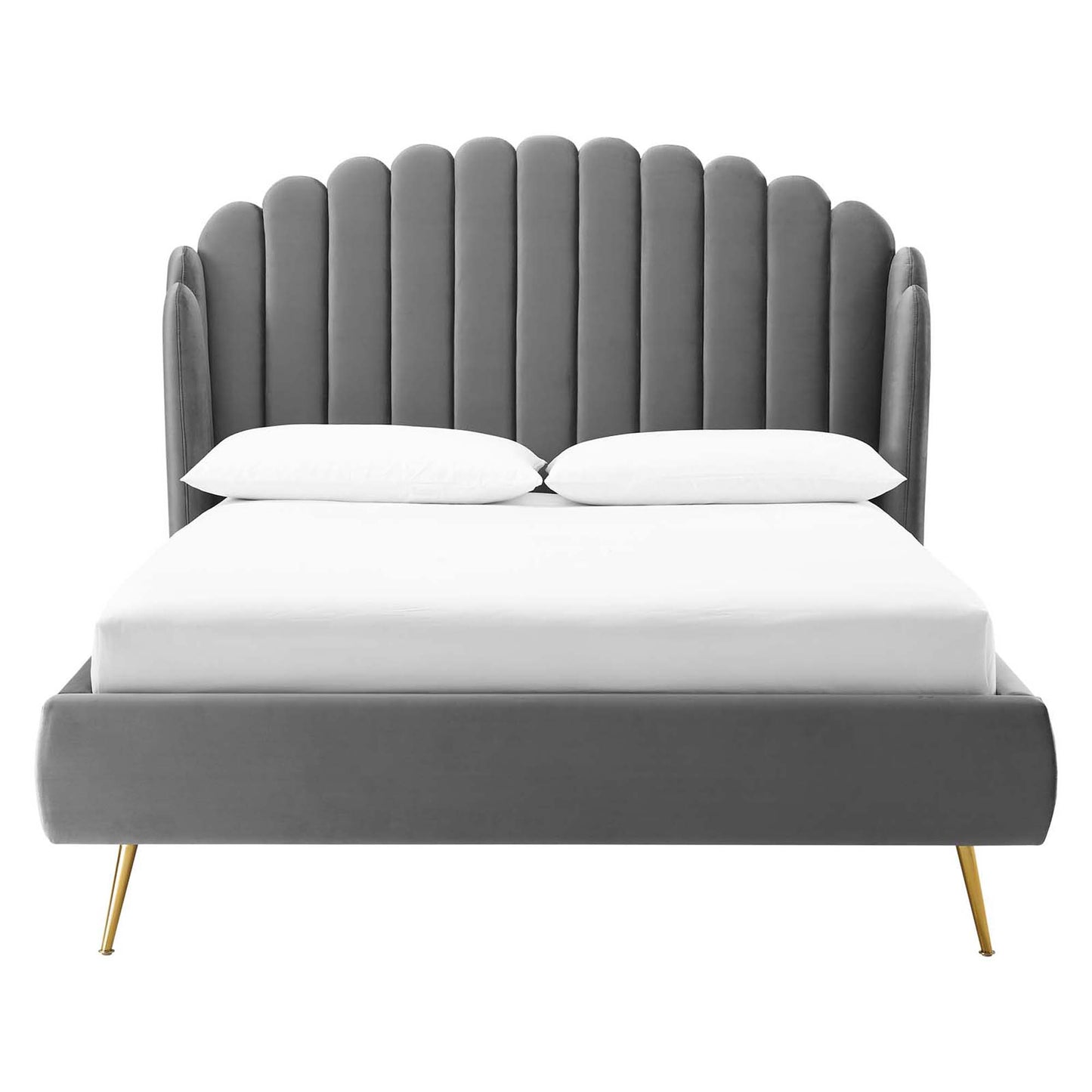 Lana Performance Velvet Queen Wingback Platform Bed