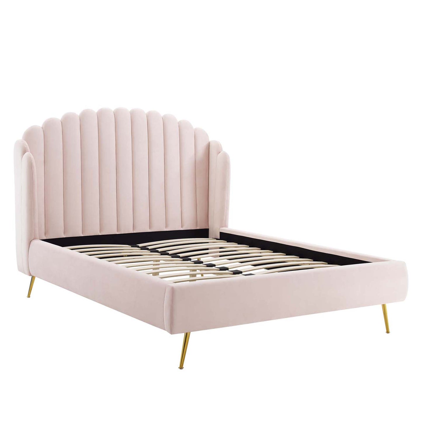 Lana Performance Velvet Queen Wingback Platform Bed