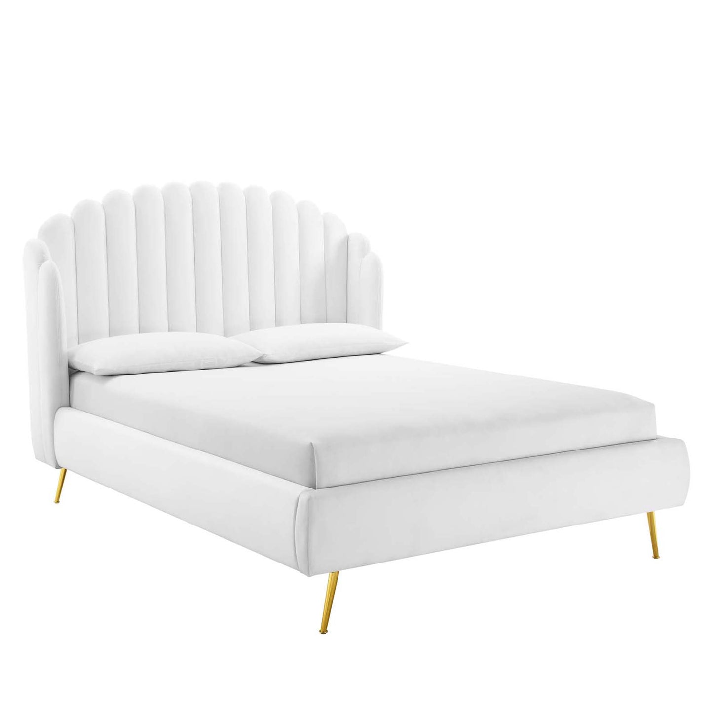 Lana Performance Velvet Queen Wingback Platform Bed