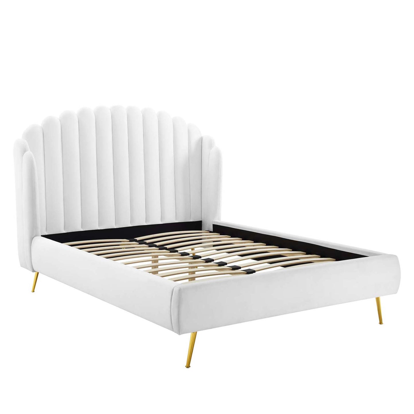 Lana Performance Velvet Queen Wingback Platform Bed