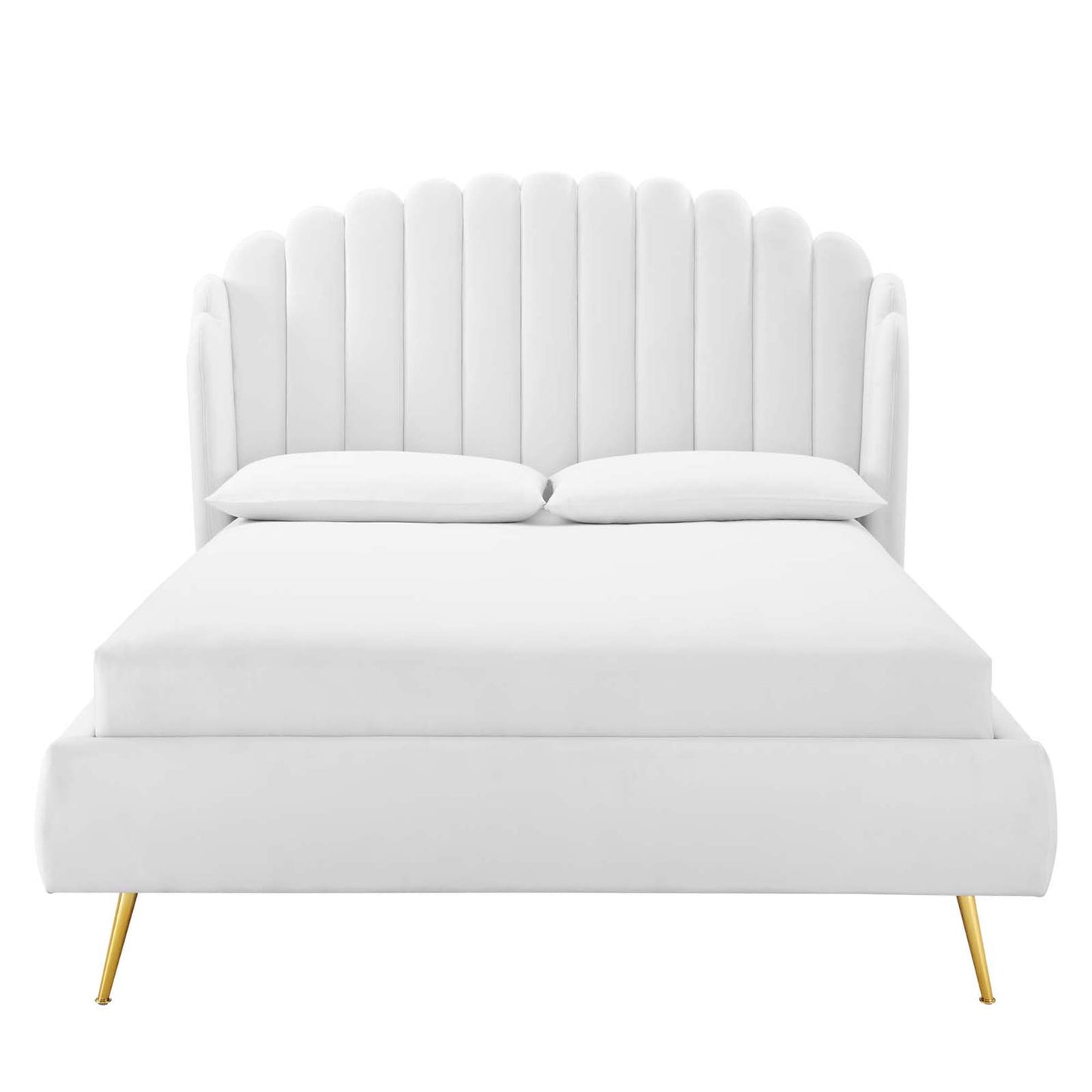 Lana Performance Velvet Queen Wingback Platform Bed