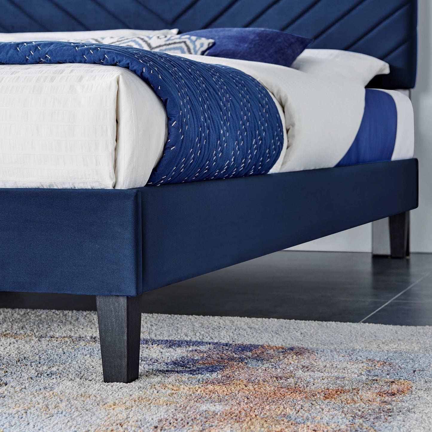 Roxanne Performance Velvet Queen Platform Bed