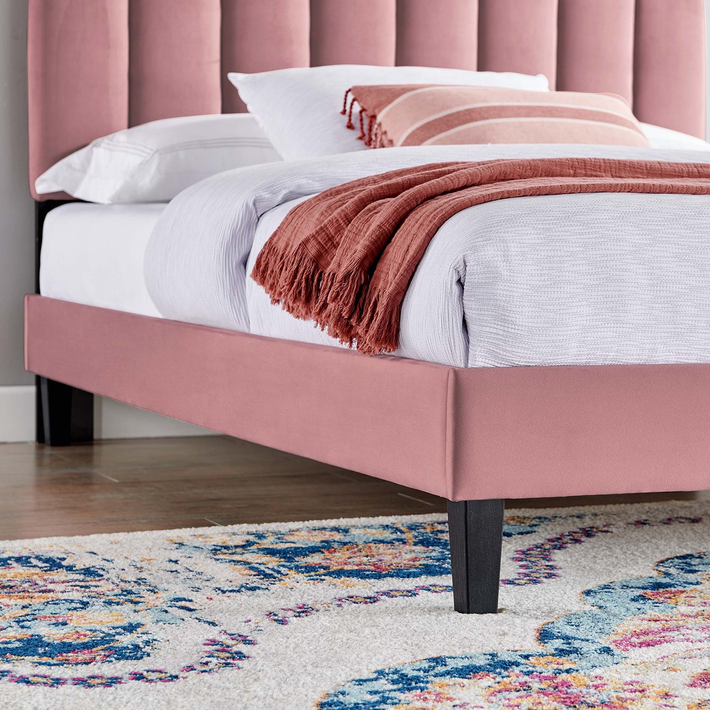 Daisy Performance Velvet Queen Platform Bed