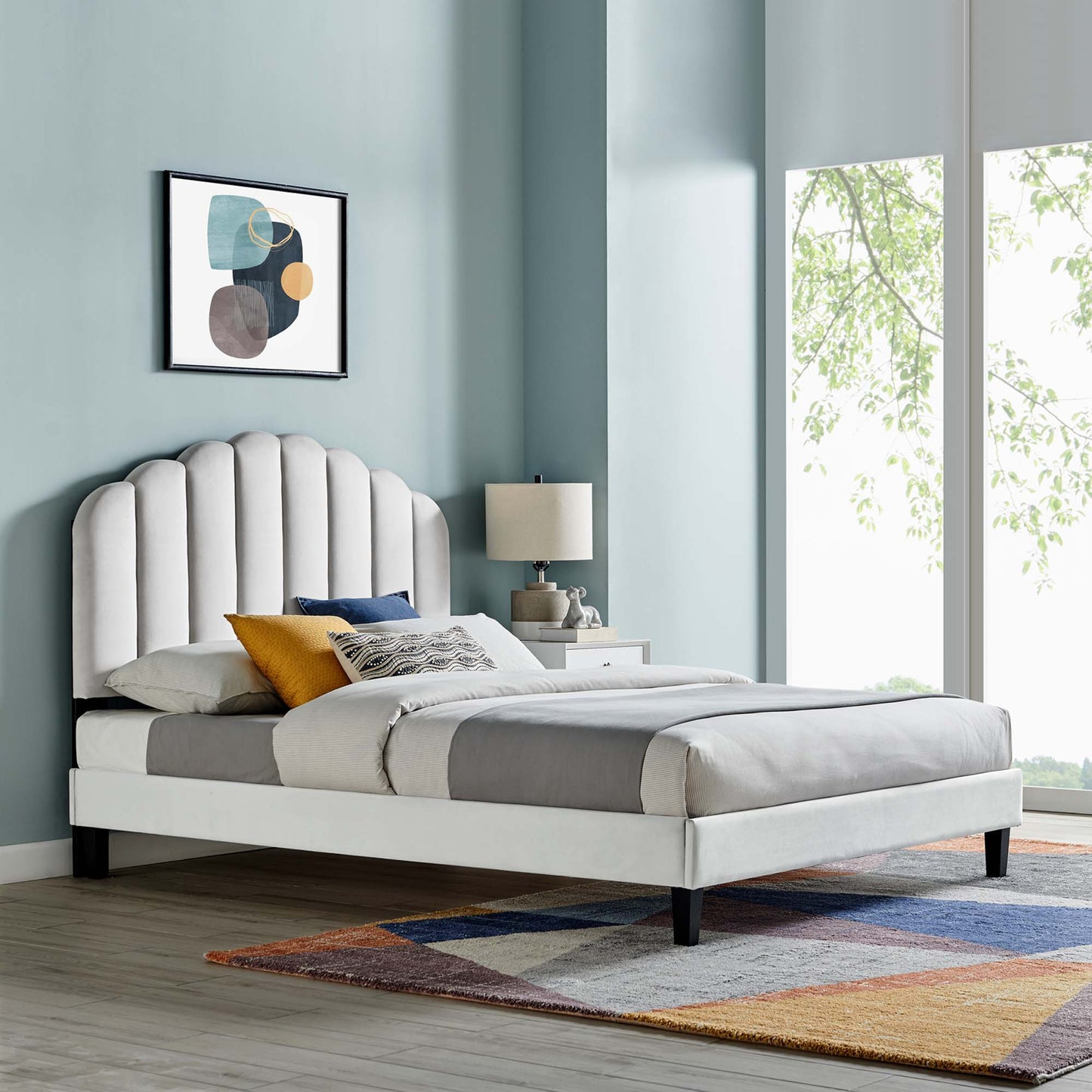 Daisy Performance Velvet Queen Platform Bed