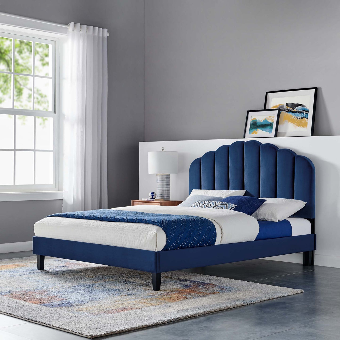 Daisy Performance Velvet Queen Platform Bed