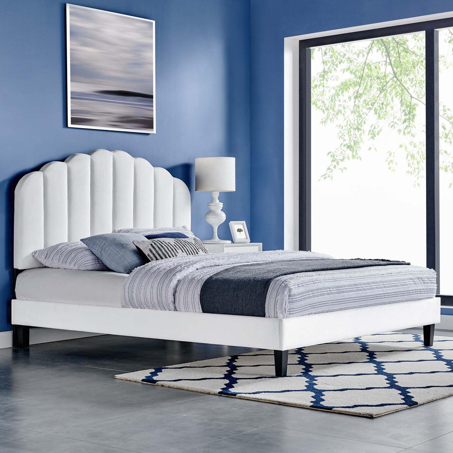 Daisy Performance Velvet Queen Platform Bed