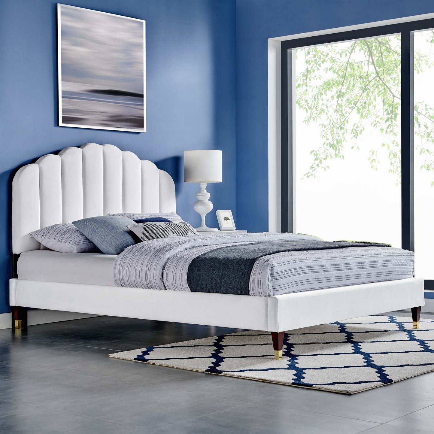 Daisy Performance Velvet Queen Platform Bed