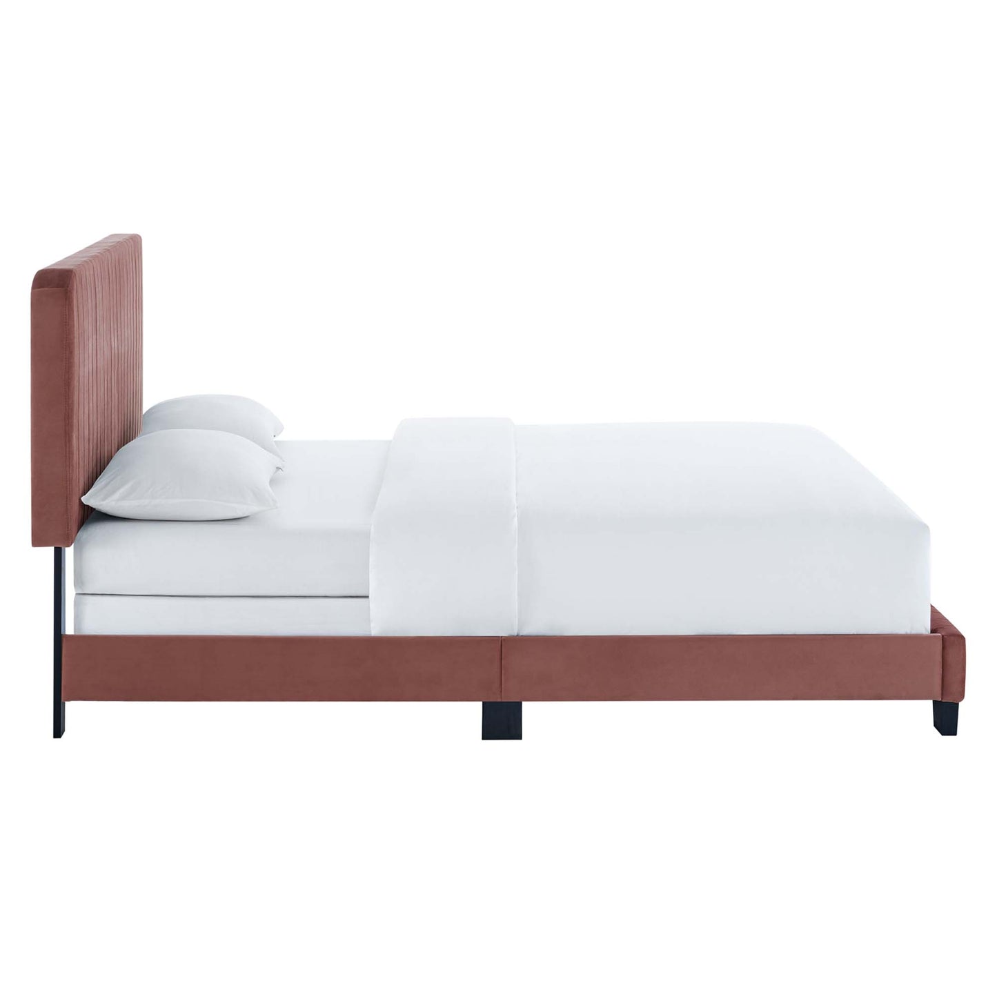 Cama tamaño queen con mechones de terciopelo de alto rendimiento Celine Channel de Modway