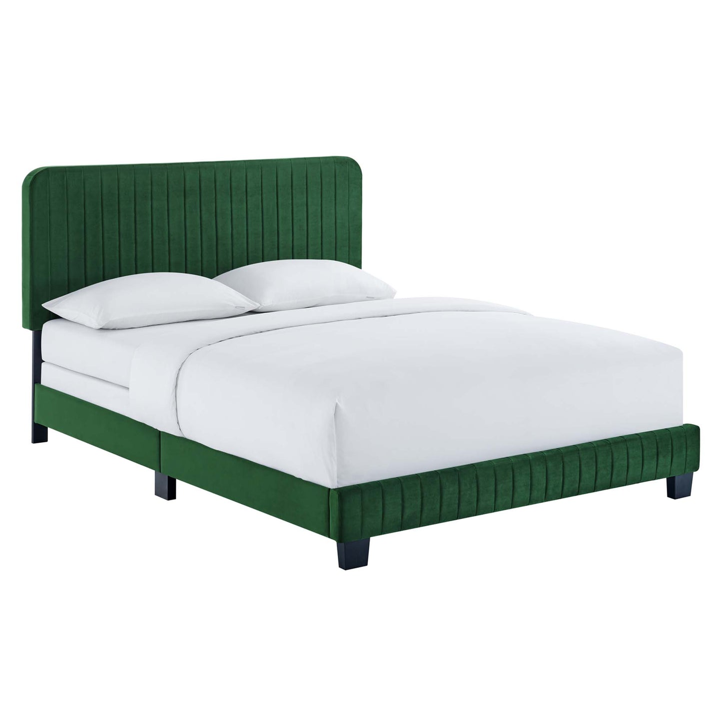 Cama tamaño queen con mechones de terciopelo de alto rendimiento Celine Channel de Modway